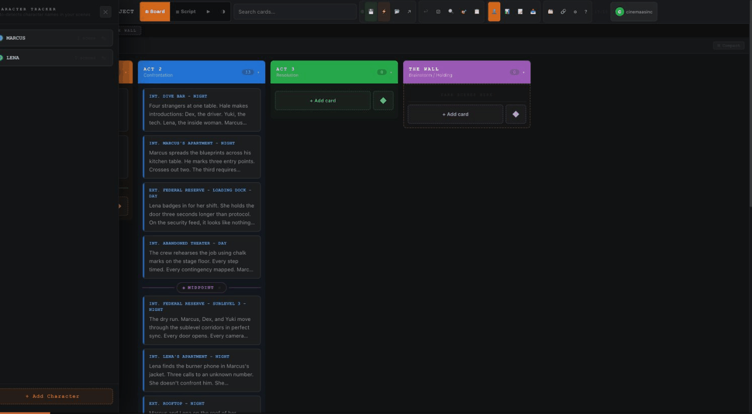Character tracking and auto-detection
