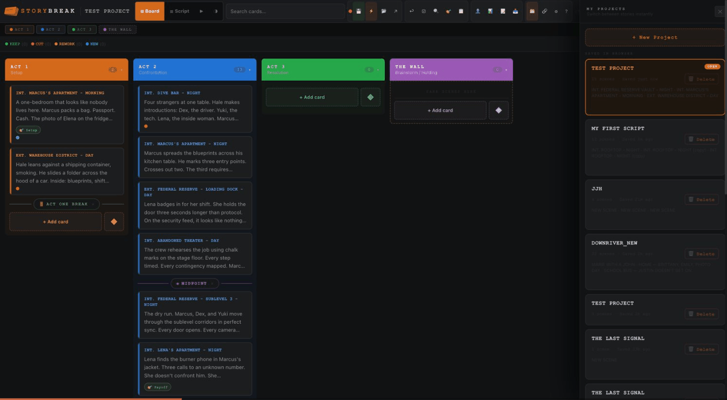 Switching between projects